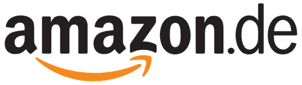 Das Amazon-Logo zeigt den Schriftzug 'amazon.de' in schwarzer Schrift mit einem orangefarbenen Pfeil, der von A nach Z zeigt.