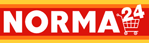 Das Logo von Norma24 zeigt einen roten Hintergrund mit gelben Akzenten und einem Einkaufswagensymbol.