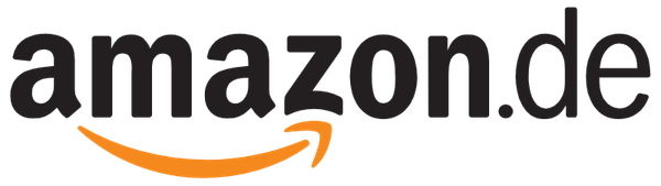 Das Amazon-Logo zeigt den Schriftzug 'amazon.de' in schwarzer Schrift mit einem orangefarbenen Pfeil, der von A nach Z zeigt.